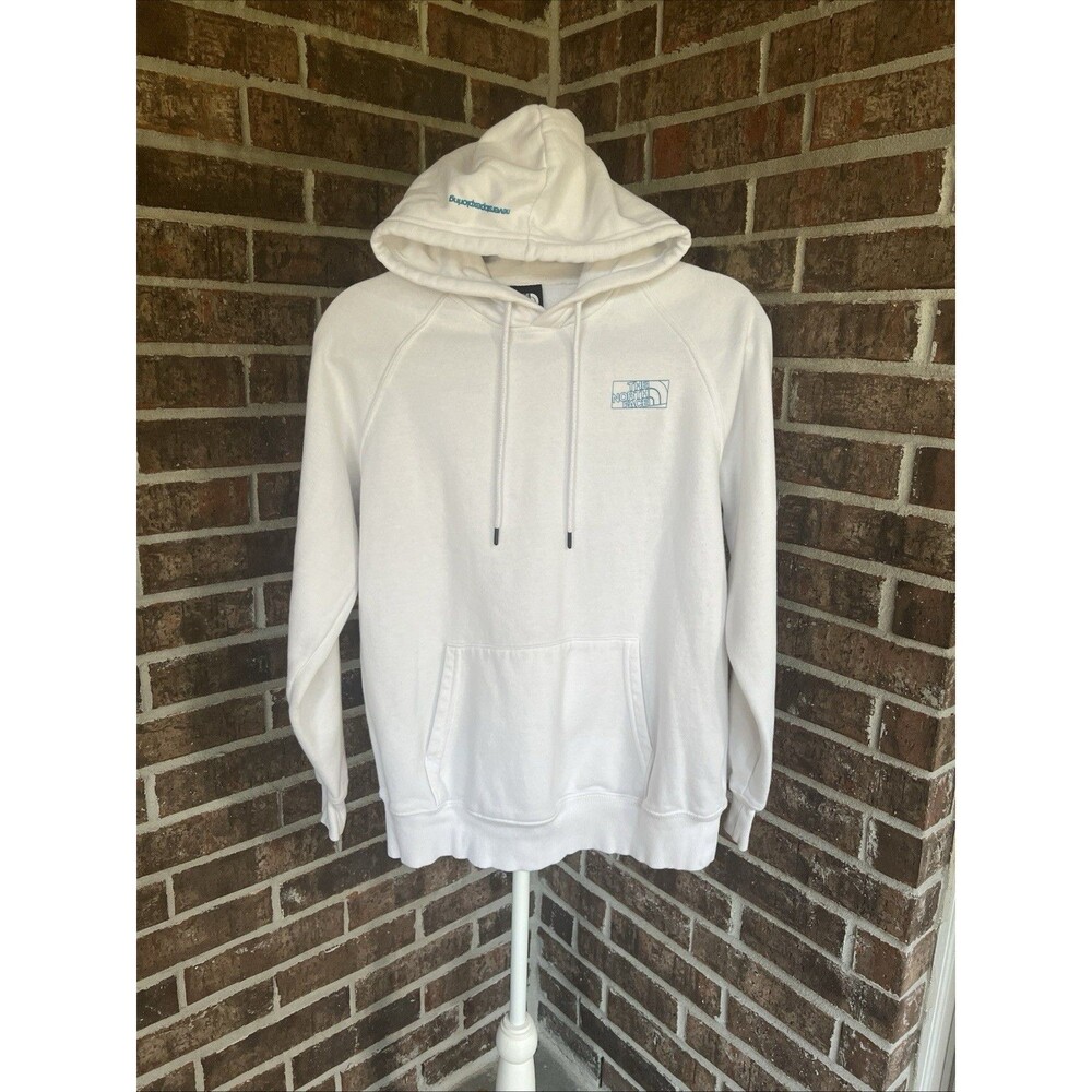 The North Face Hoodie Women M White Graphic Injection Pullover Fleece Sweatshirt
